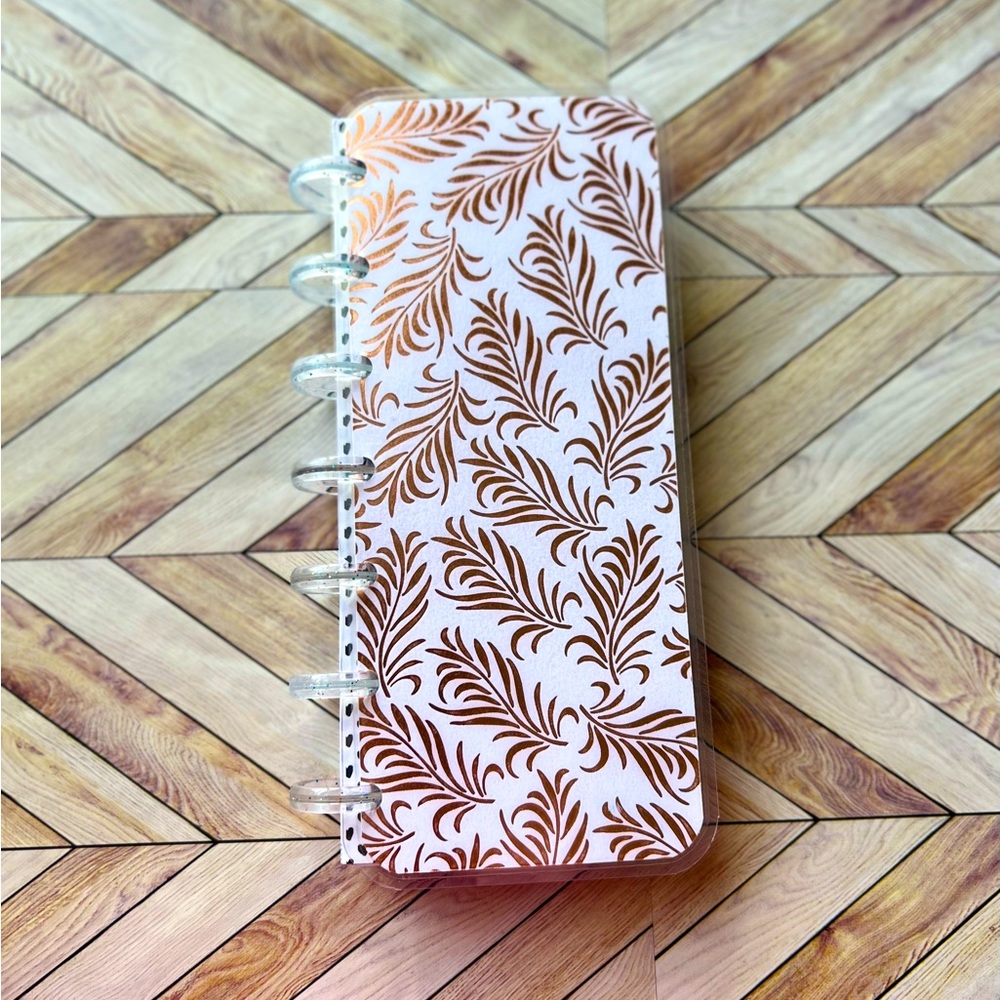 Happy planner skinny mini size undated Rose gold leaves
